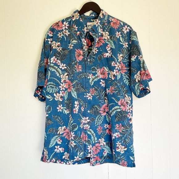 Vintage Other - REYN SPOONER Hawaiian Blue Button Shirt XL